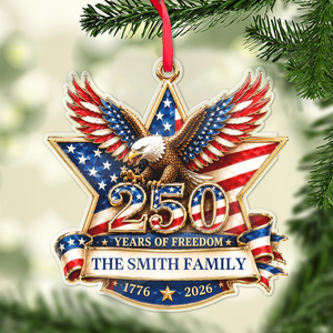 Personalized USA 250 Years Of Freedom Acrylic Ornament, 1776-2026 Patriotic Eagle Star Christmas Tree Decor 685909