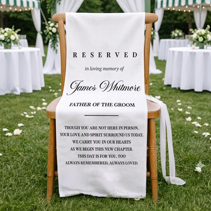 Personalized Memorial Wedding Chair Sign | Custom Name Reserved Banner For Loved Ones | Wedding Aisle Decor 685603