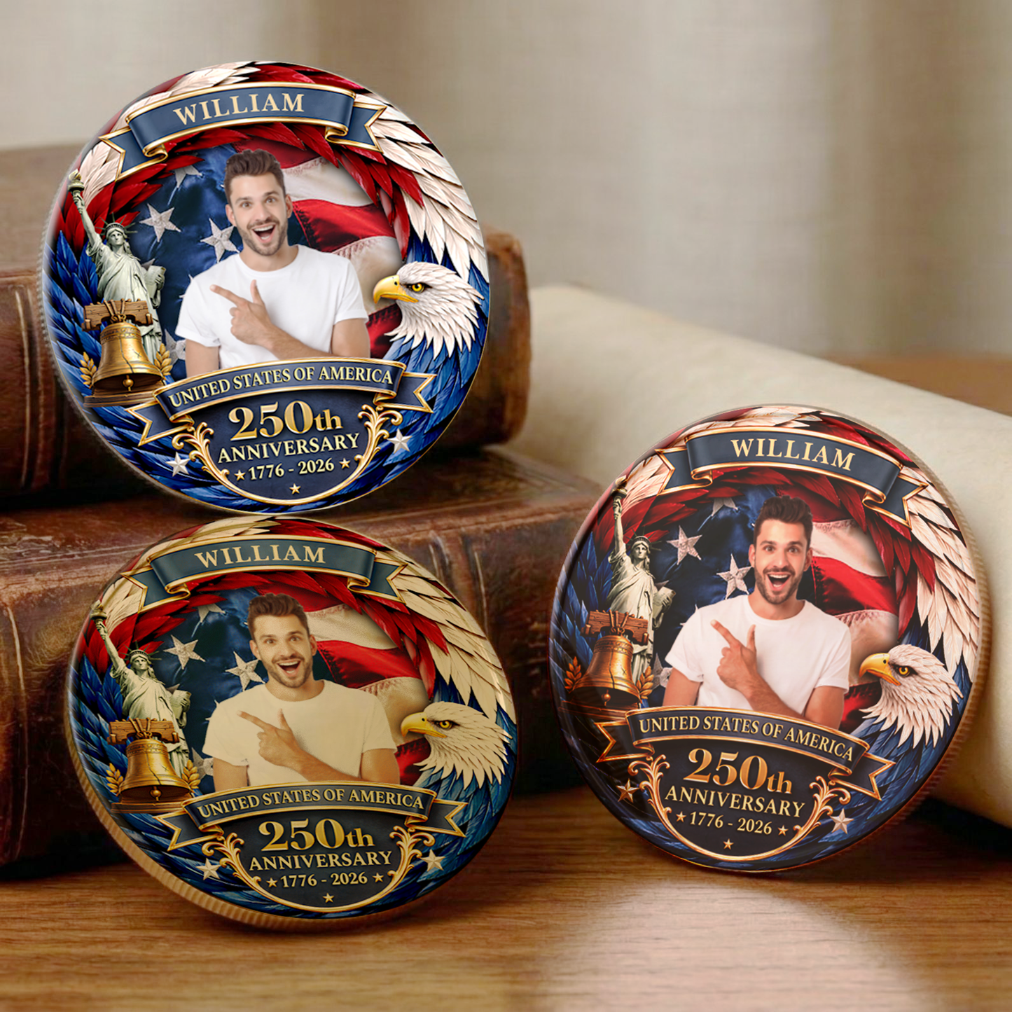 Custom Photo USA 250th Anniversary Commemorative Coin, Personalized 4th Of July Patriotic Gift 684805