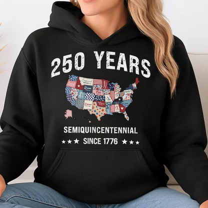 America 250 Years Anniversary Dark Shirt | USA 250 Map Shirt, Patriotic Tee 684355
