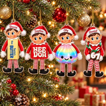 Personalized Elf Squishy Christmas Acrylic Ornament, Custom Name Holiday Keepsake Gift 686715 WFD