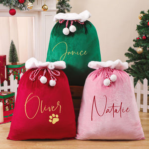 Personalized Christmas Santa Sack, Custom Name Holiday Gift Bag For Family 685986 WFD