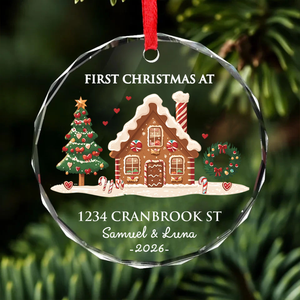 Personalized First Christmas At New Home Glass Ornament, Custom Christmas Housewarming Gift 685931