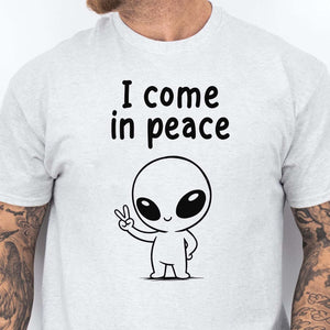 Personalized I Come In Peace Bright Shirt, Custom Couples Joke Tee, Marriage Humor Gift 685545