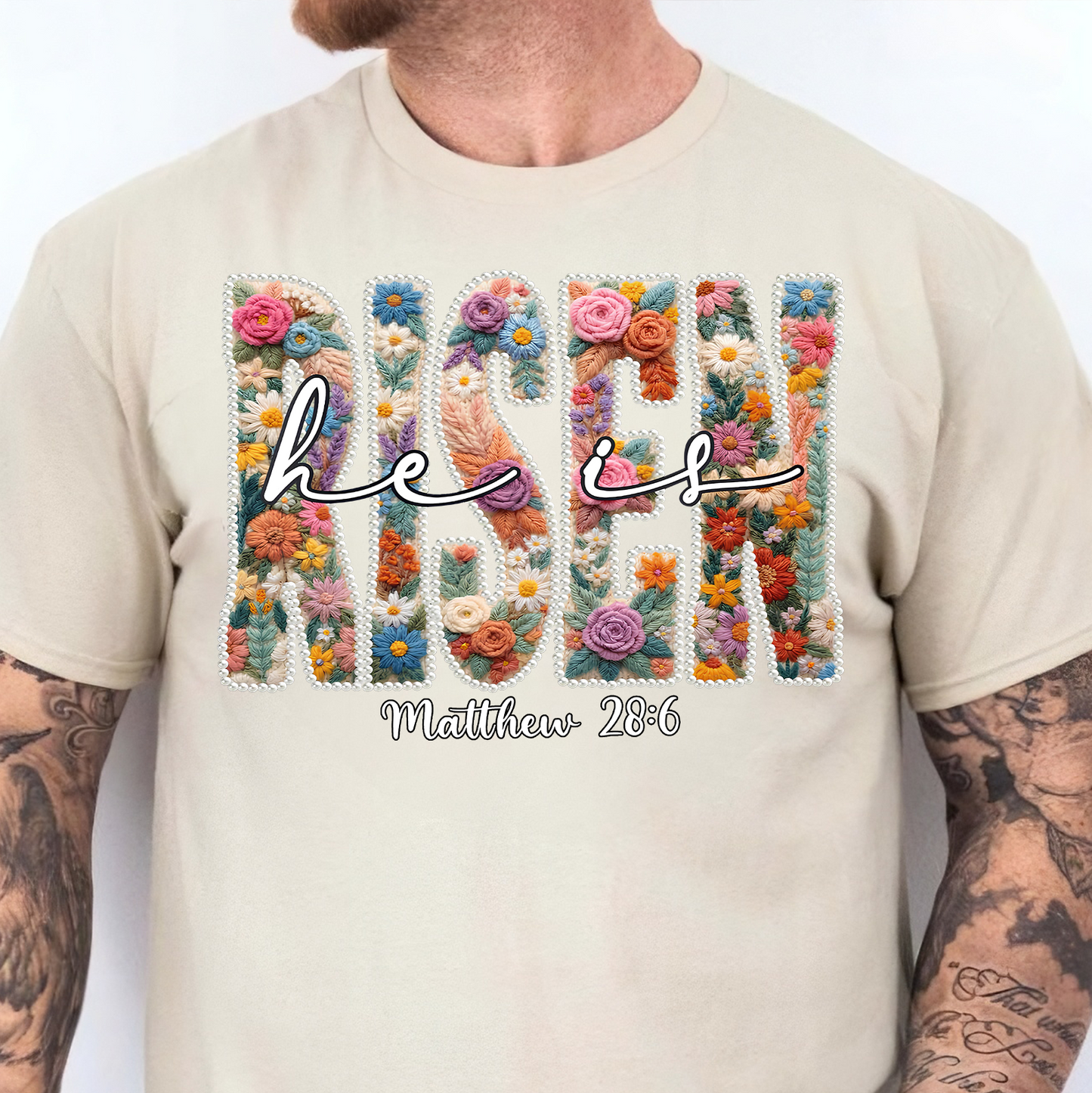 Floral Spring Pearl He Is Risen Bright Shirt | Easter Day T-Shirt 684439