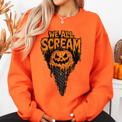 We All Scream Dark Sweater | Spooky Pumpkin Ice Cream Cone Tee | Vintage Halloween Shirt 685658