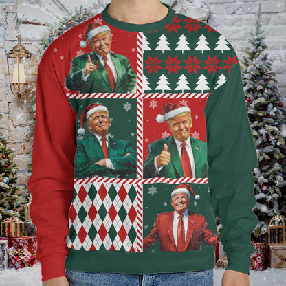 Jolly Trump Christmas Ugly Sweater, Funny Trump Santa Christmas All-Over-Printed Sweatshirt 683469 - GOP
