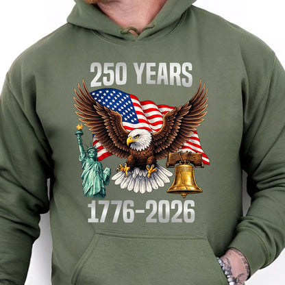 250 Years of USA Shirt | Patriotic Eagle 1776–2026 4th of July Tee | 250th Anniversary T-Shirt 684649