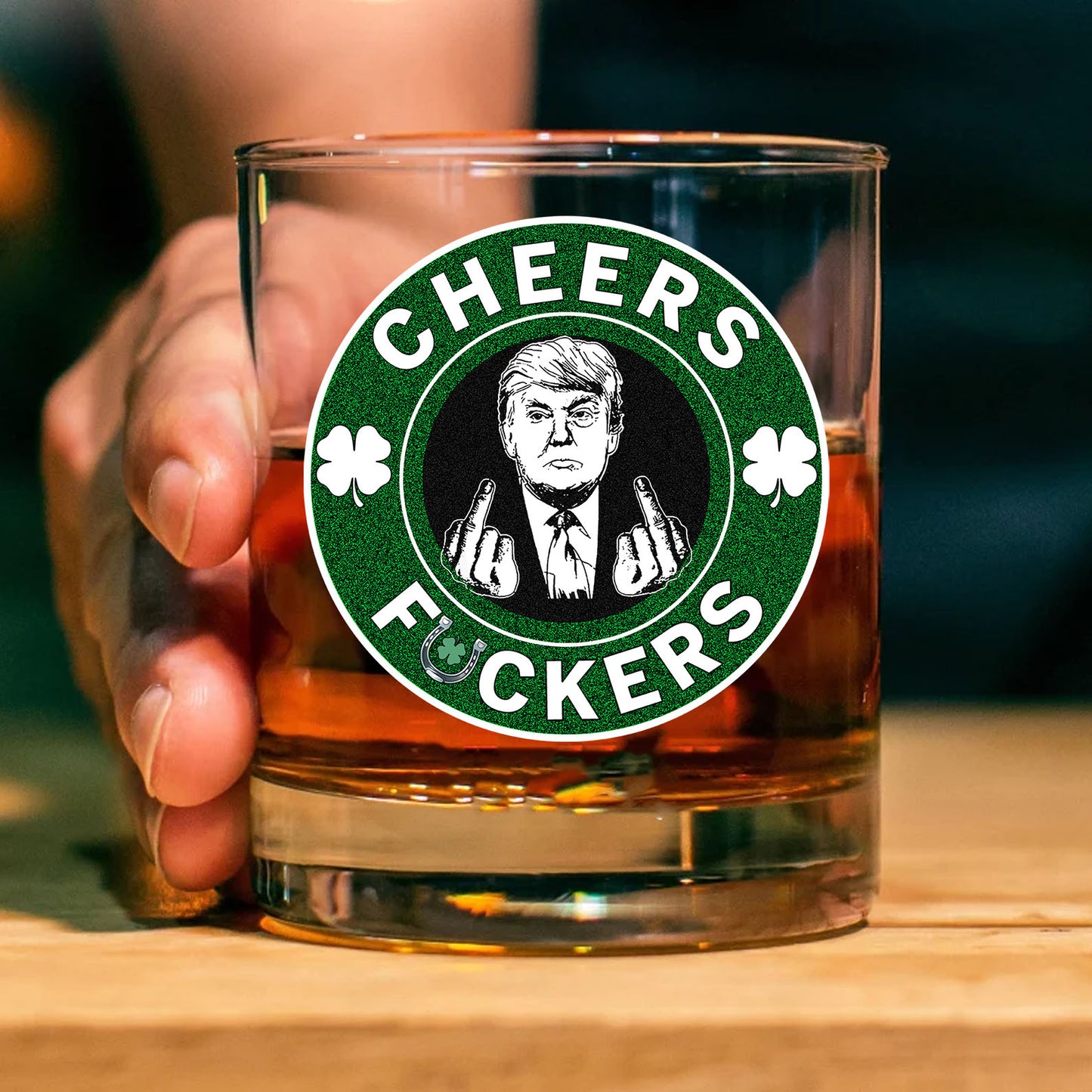 Donald Trump Cheers Fuckers Beer Glass | President Trump Print Whisky Glasses, St Patrick's Day Glass 681897- GOP