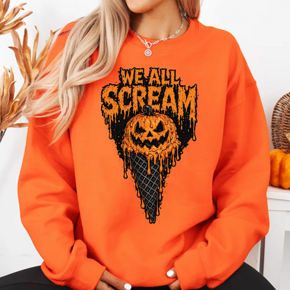 Spooky We All Scream Dark Shirt, Vintage Goth Pumpkin Tee, Gift For Halloween 685658