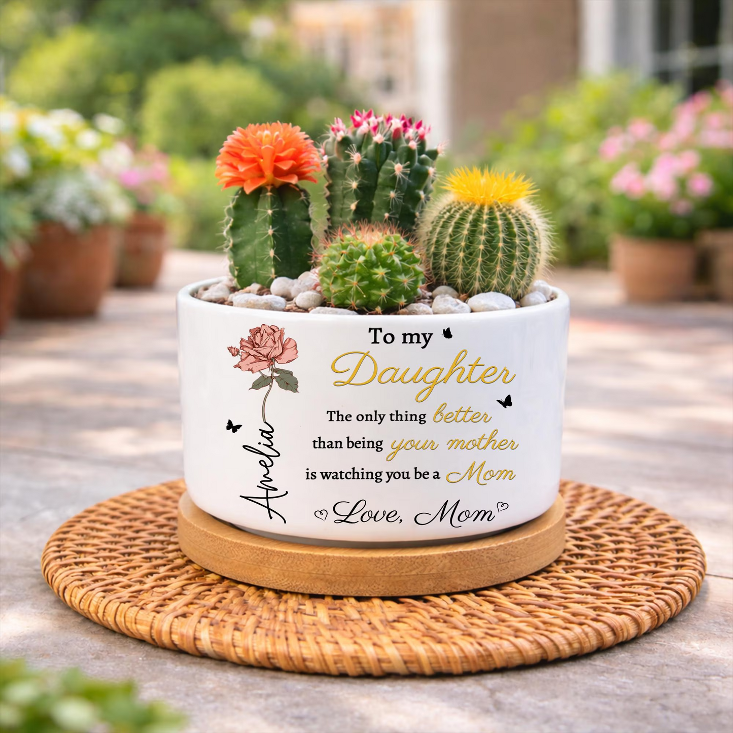 Personalized Love To My Daughter Plant Pot | Custom Name Ceramic Plant Pot Mother's Day Gift, Daughter Gift From Mama 684728