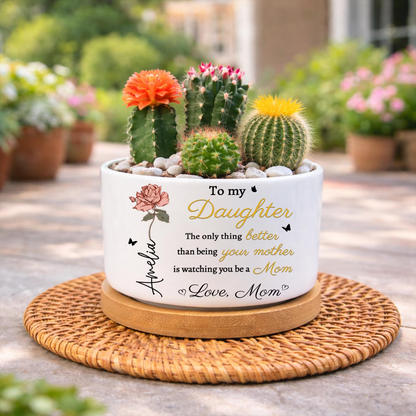 Personalized Love To My Daughter Plant Pot | Custom Name Ceramic Plant Pot Mother's Day Gift, Daughter Gift From Mama 684728