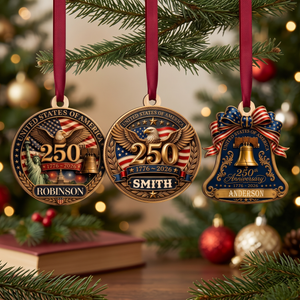 Personalized America 250th Anniversary Wood Ornament | USA Patriotic Liberty Bell Christmas Decoration 686483 WFD