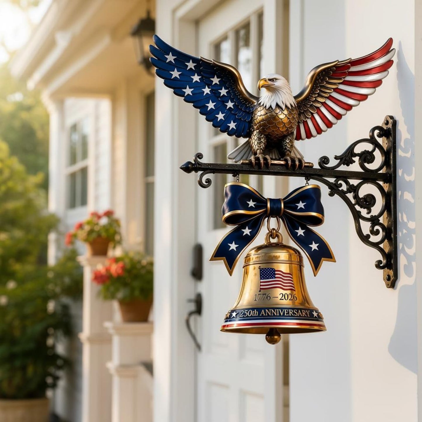 USA 250th Anniversary Wall Bell, Patriotic Freedom Eagle Doorbell, 4th Of July Gift 685286