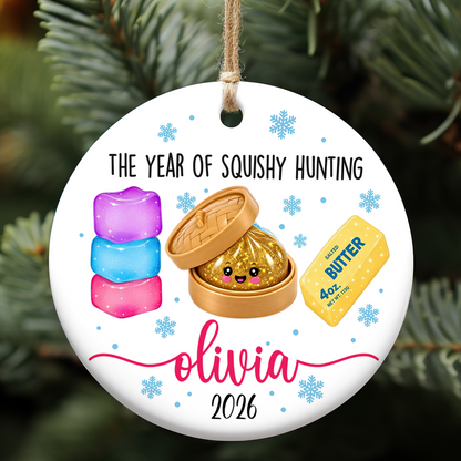 Personalized Squishy Christmas Ceramic Ornament, Custom Name Dumpling Squishy Ornament, Christmas Keepsake Gift 686337