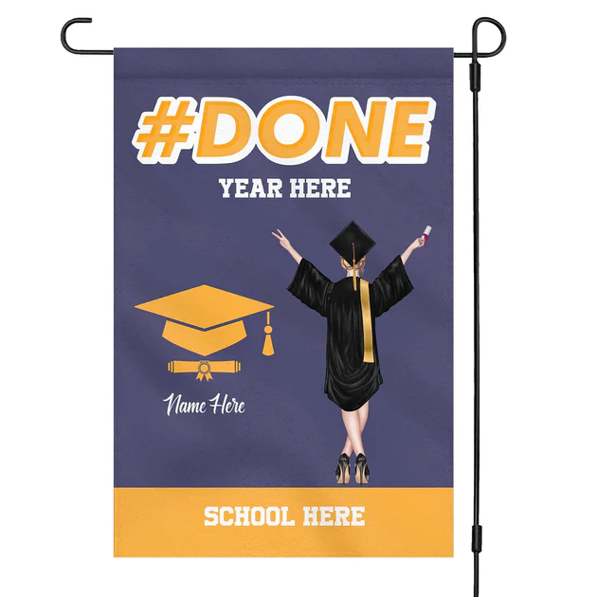 Done Graduation Personalized Custom Garden Flag