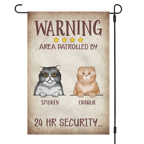 Warning Area Patrolled By Cats Personalized Custom Cat Garden Flag C414
