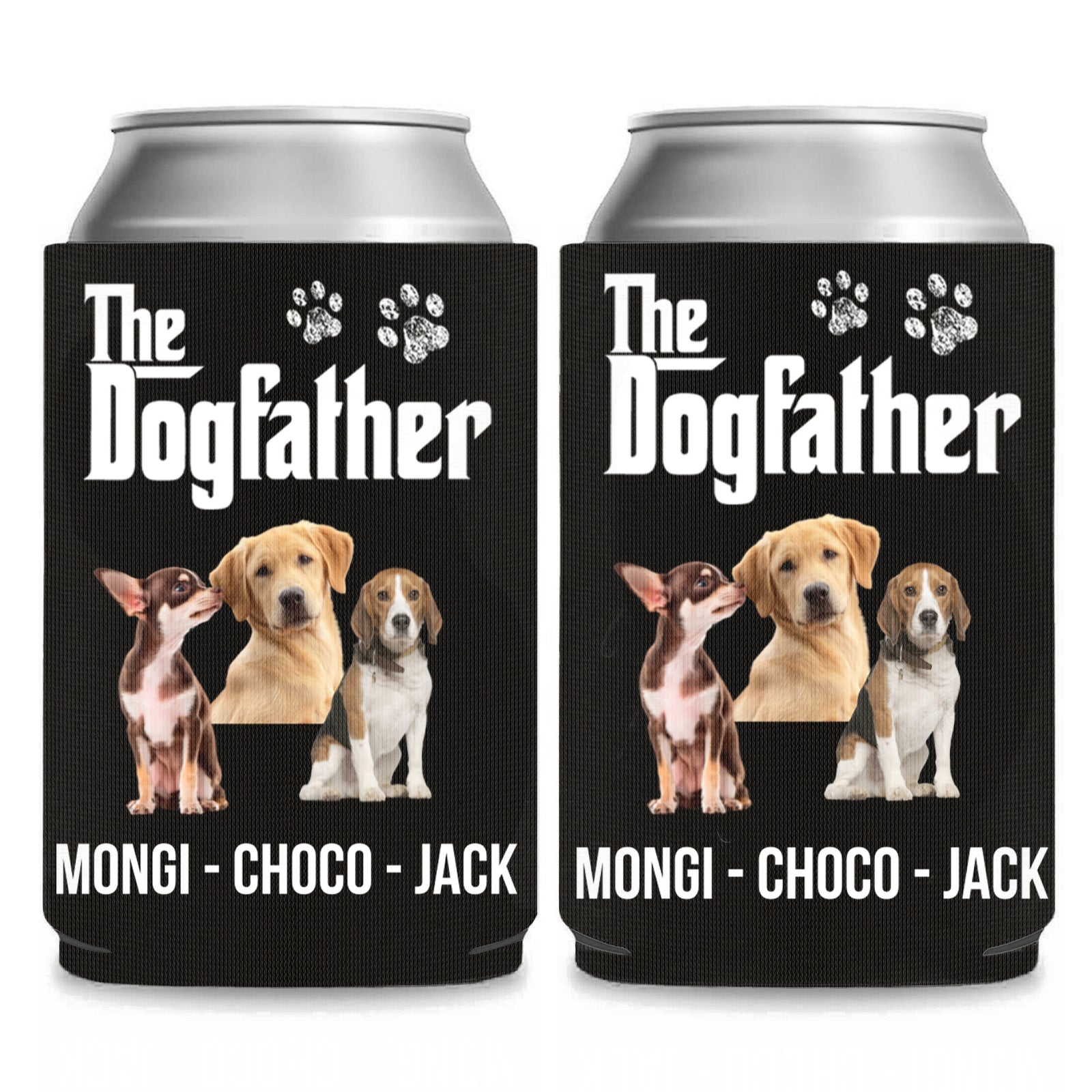 Personalized The Dogfather Can Cooler | Custom Dog Photo Can Holder | Gift for Dad | Father's Day Gift Idea 682464