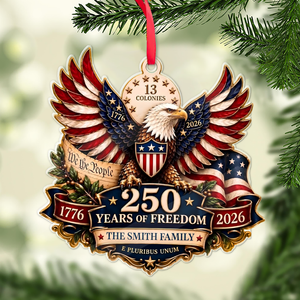 Personalized USA 250 Years Of Freedom Acrylic Ornament, Patriotic Christmas Tree Decoration 686457
