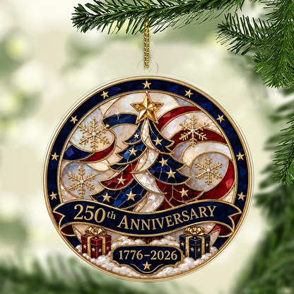 USA 250th Anniversary Acrylic Ornament, 1776-2026 Patriotic Christmas Decor 685878