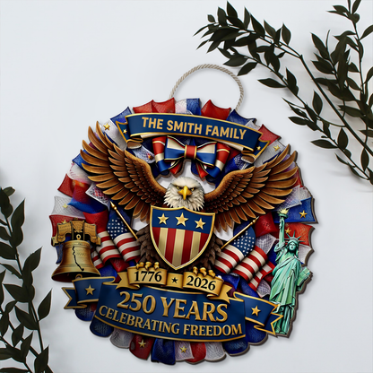 Custom 250 Years Wood Sign - Personalized America 250th Anniversary Sign | Patriotic Wall Decor 684534