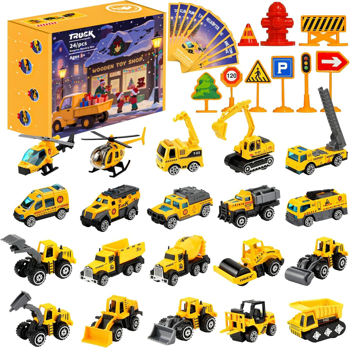 Kids Construction Vehicle Christmas Advant Calendars, 24 Days Toy Truck Holiday Countdown 686553 WFD