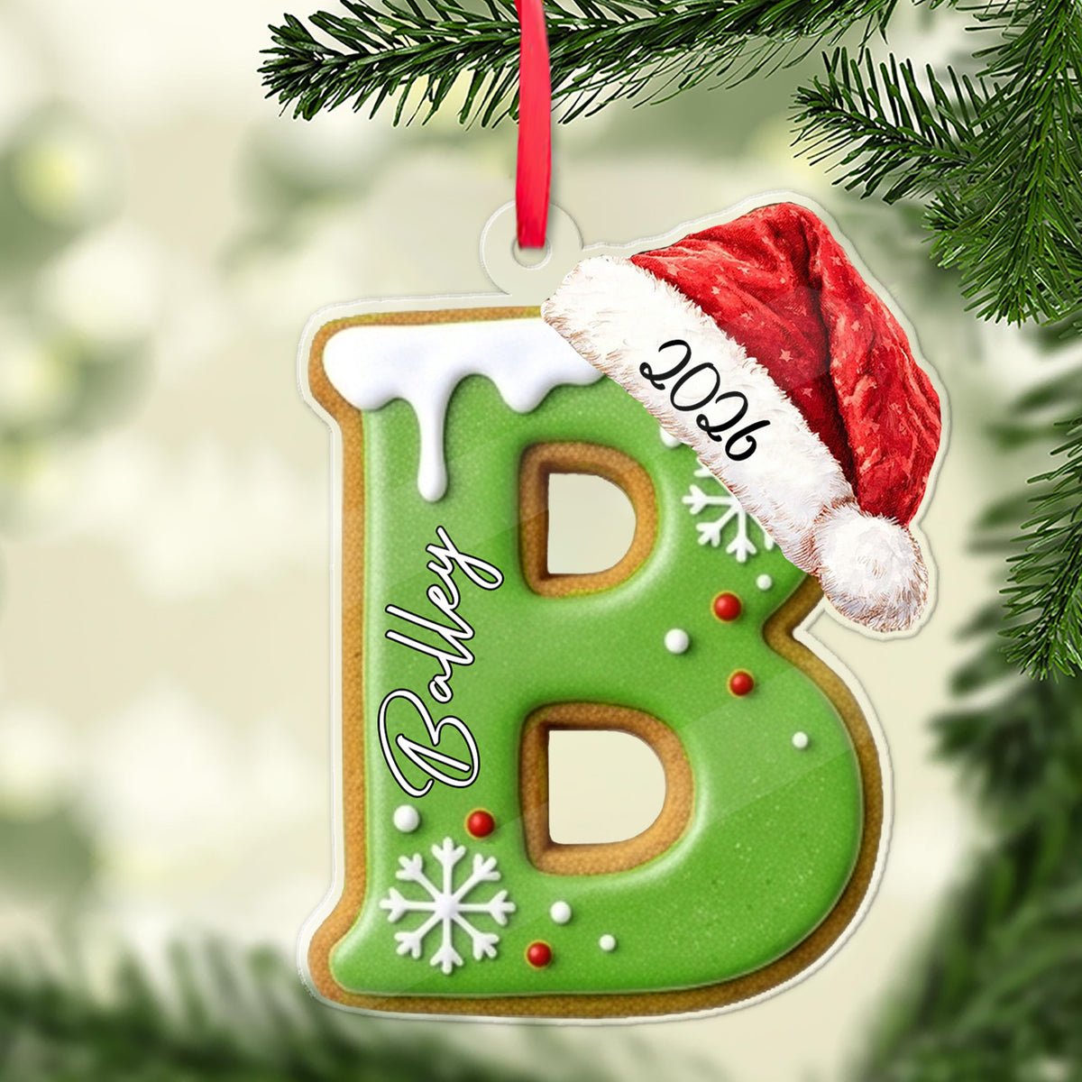 Personalized Gingerbread Letter Acrylic Ornament, Custom Christmas Gift For Family 685988