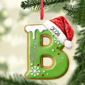 Personalized Gingerbread Letter Acrylic Ornament, Custom Christmas Gift For Family 685988