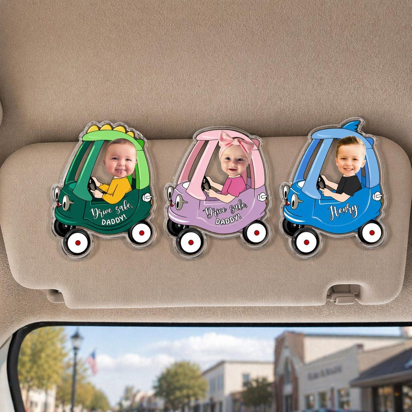 Custom Kids Photo Drive Safe Daddy Car Visor Clip, Personalized Visor Clip Gift For Dad, Father’s Day Gift 684990