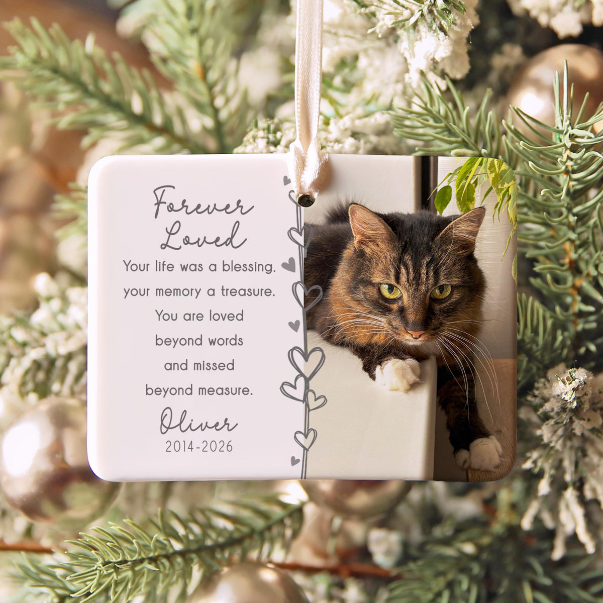 Custom Dog Cat Memorial Photo Ceramic Ornament, Personalized Christmas Gift For Pet Lover 686790 WFD