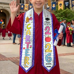Personalized Kid Graduation Stole | Class Of 2026 Kindergarten Stoles Sash | Kids Graduation Gift, Preschool Graduation Stole 684682