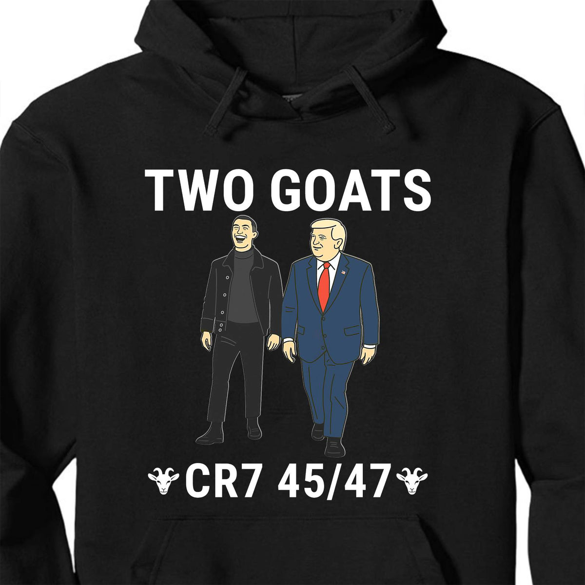 Trump Ronaldo Two Goats Shirt | MAGA Trump CR7 Meme Dark Shirt | 45/47 Political Pop Art T-Shirt 683736 - GOP