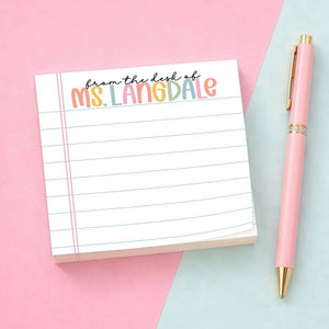 Personalized Teacher Post-it Notes, Custom Name Sticky Notes, Gift For Teacher 684921