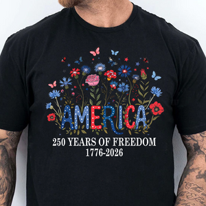 USA 250th Anniversary Floral Dark Shirt | Patriotic 4th Of July 1776–2026 Wildflower Shirt 684846