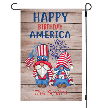 Happy Birthday America Flag 4th Of July Personalized Custom Garden Flag H368
