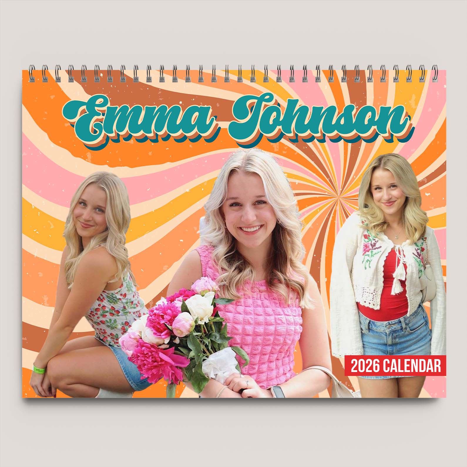 Retro Vintage Upload Photo Calendar 2026 | Personalized Custom Family Wall Calendar 683415