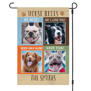 Dog House Rules Personalized Custom Photo Garden Flag C183