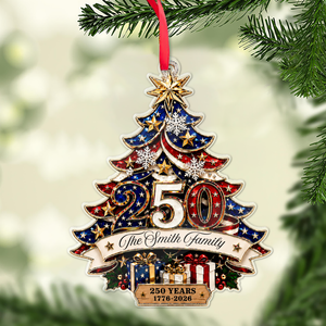 Personalized America 250th Anniversary Acrylic Ornament | Custom Name Patriotic Family Christmas Tree Decor 685752