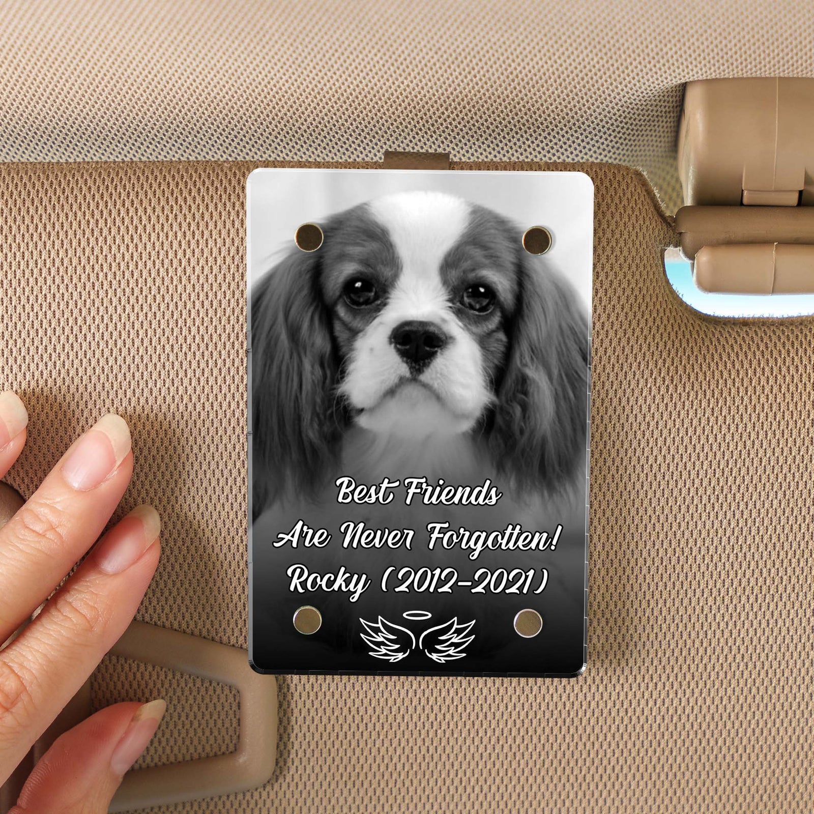 Best Friends Are Never Forgotten Custom Photo Car Visor Clip | Personalized Memorial Gift | Dog Car Visor Clip 683287