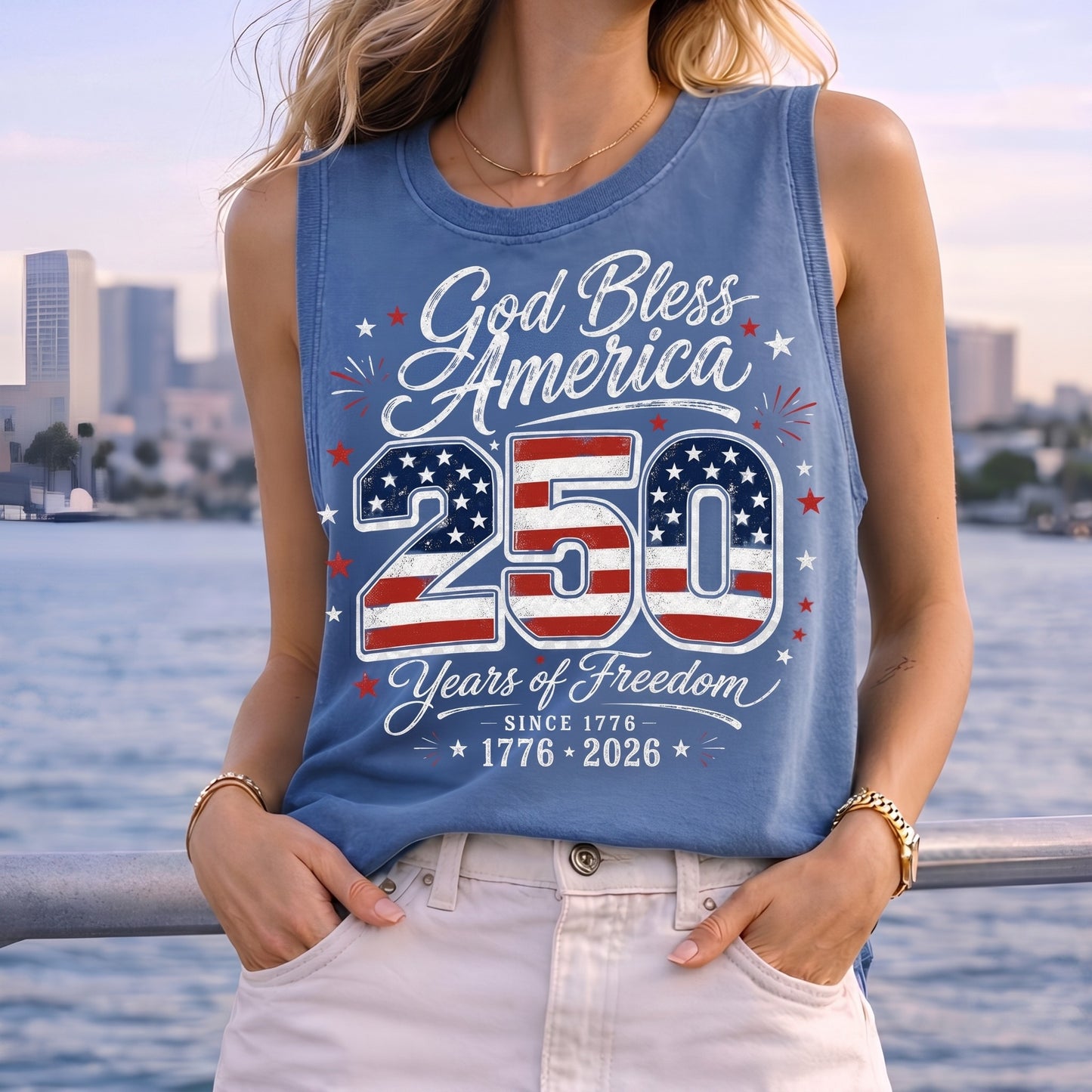 God Bless America - 250 Years Of Freedom Tank Top, Patriotic 1776-2026 USA 250th Anniversary Tank Shirt 685236