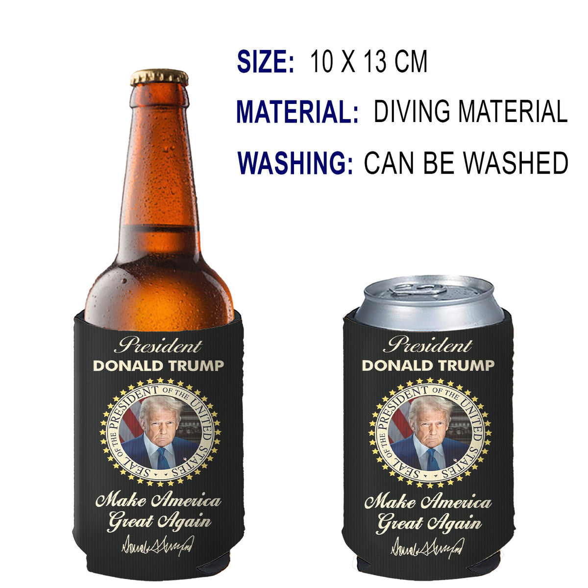 President Donald Trump Can Cooler | US Patriotic Pride Can Holder | MAGA Can Sleeve For Drinks 682407 - GOP