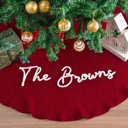 Personalized Knit Christmas Tree Skirt, Custom Embroidered Family Name Christmas Decor 686234 WFD