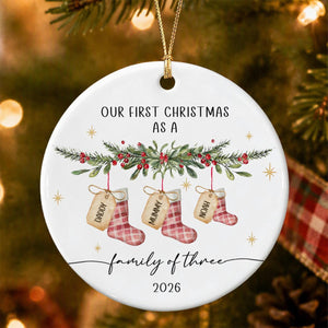 Personalized First Christmas As A Family Ceramic Ornament, Custom Name Holiday Keepsake Gift 686766 WFD