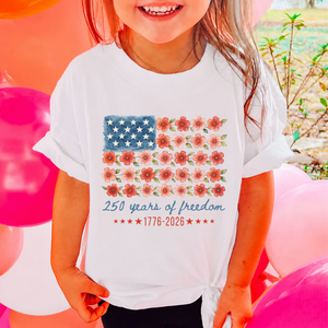 America 250 Years Of Freedom Kids Shirt, Patriotic USA 4th Of July Toddler Tee, 1776-2026 Freedom Shirt 685100
