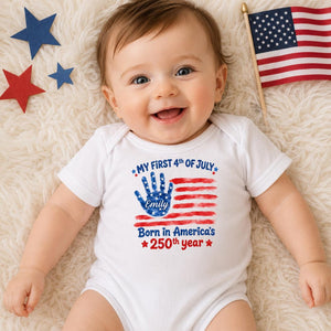 Personalized My First 4th Of July Baby Bodysuit, Born In America’s 250th Year Outfit, Patriotic 4th Of July Baby Gift 685360
