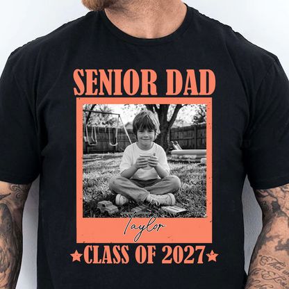 Personalized Senior Dad Mom 2027 Dark Shirt, Custom Photo Class Of 2027 Tee, Graduation Gift For Family 685374