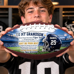 Personalized Just Do Your Best Leather Football, Custom Name & Number Gift For Family 686531 WFD