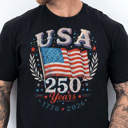 USA 250 Years Anniversary Dark Shirt, Vintage Independence Day Tee, Patriotic 4th Of July Gift 685420