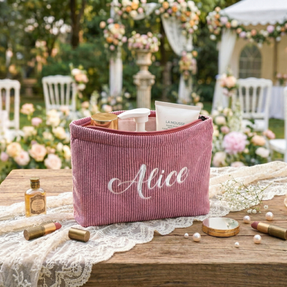 Personalized Corduroy Makeup Bag | Custom Name Makeup Bag Gift For Women | Mother's Day Gifts Bag 684741