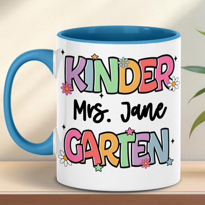 Personalized Kindergarten Teacher Mug | Back to School White Mug Accent Mug | Custom Mug for Teachers 682576